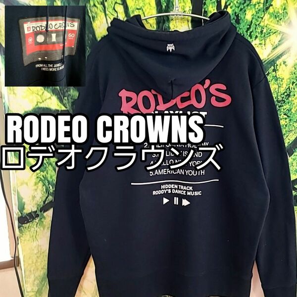 ロデオクラウンズ RODEO CROWNS バックプリント 濃紺 スウェットパーカー プルオーバーパーカー スウェット パーカー