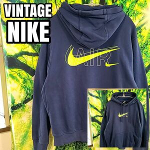 ビンテージ VINTAGE ナイキ NIKE バックプリント 濃紺 オーバーサイズ パーカー スウェット プルオーバー テック系