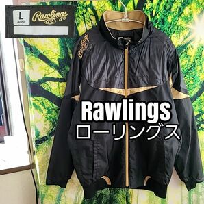 ローリングス Rawlings 黒 ブラック 刺繍 ロゴ 裏地 メッシュ 野球 ウインドブレーカー ブルゾン ベースボール