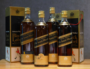 未開栓 Johnnie Walker ジョニーウォーカー black ブラック 専用箱入 4点まとめて 検/未開封スコッチクォーターボトル箱旧ボトルラベル