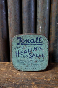 ビンテージRexallHEALINGSALVEBOX [gopd-854]検アメリカ/USA/インテリアティン缶/コレクション雑貨/1914～20年代頃