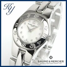 1円～ 3ヶ月保証付き 磨き済み 美品 本物 人気 BAUME&MERCIER ボーム＆メルシエ リネア ダイヤ シェル レディース 時計_画像1