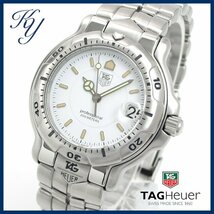 1円～ ３ヶ月保証付き 磨き済み 美品 本物 TagHeuer タグホイヤー 6000 WH1211 ホワイト ボーイズ メンズ レディース 時計_画像1