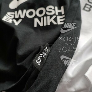 新品 正規品 NIKE ナイキ NSW SWOOSH スウッシュ プリント 長袖 ロンT 2枚セット 黒 ブラック 白 ホワイト Lの画像8