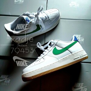 新品 正規品 NIKE ナイキ AIR FORCE1 LOW エアフォース1 ロー 07 白 ホワイト 緑 青 WMNS 29cm (実質28.5cm) US12 ガムソール 箱付き