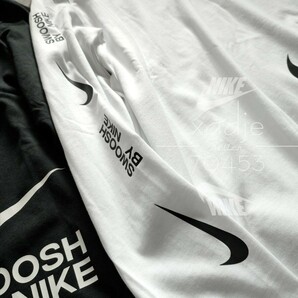 新品 正規品 NIKE ナイキ NSW SWOOSH スウッシュ プリント 長袖 ロンT 2枚セット 黒 ブラック 白 ホワイト Lの画像5