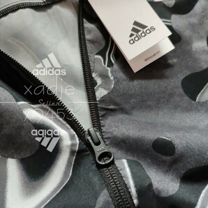 新品 正規品 adidas アディダス 上下セット ナイロン ジャージ セットアップ グレー チャコール 黒 ブラック 白 ロゴ 総柄 迷彩 上 L 下 Mの画像3