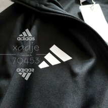 新品 正規品 adidas アディダス 上下セット セットアップ ジャージ ジャケット パンツ 黒 ブラック 三本ライン 裾ファスナー付き 薄手 L_画像3