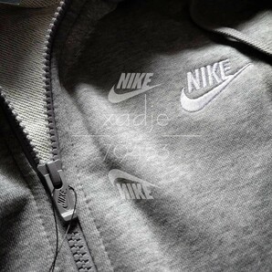 新品 正規品 NIKE ナイキ スウェット 上下セット パーカー パンツ ロゴ刺繍 セットアップ 灰 グレー 白 ゆるめ Lの画像3