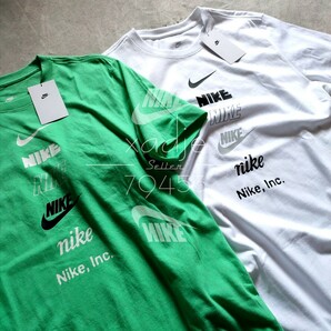 新品 正規品 NIKE ナイキ NSW INC 半袖 Tシャツ 2枚セット 白 ホワイト 緑 グリーン ロゴ スウッシュ プリント Lの画像2