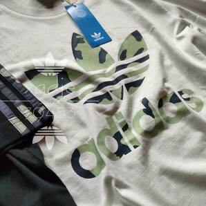 新品 正規品 adidas originals アディダス オリジナルス 2枚セット 半袖 Tシャツ プリント 黒 ブラック グリーン グレー系 迷彩 2XO 3XLの画像4