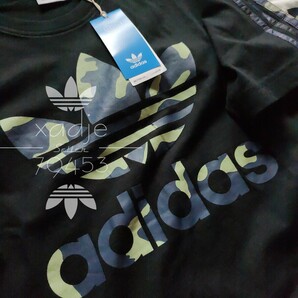 新品 正規品 adidas originals アディダス オリジナルス 2枚セット 半袖 Tシャツ プリント 黒 ブラック グリーン グレー系 迷彩 Mの画像3