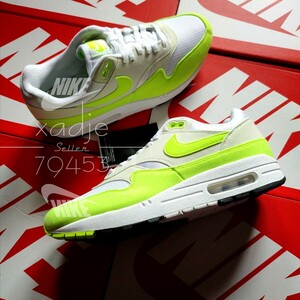  new goods regular goods NIKE Nike AIR MAX1 air max 1 white white bolt fluorescence yellow color WMNS 28cm ( real quality 27~27.5cm) US11 box attaching 