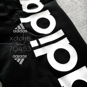 新品 正規品 adidas アディダス 上下セット セットアップ ジャージ ジャケット パンツ 黒 ブラック 白 ロゴ刺繍 プリント Lの画像7