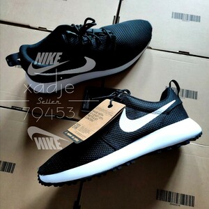 新品 正規品 NIKE ナイキ ROSHE G GOLF エアローシ ゴルフ 黒 ブラック 白 ホワイト 26.5cm US8.5 スパイクレス 箱付き