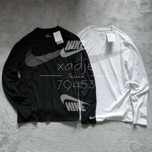 新品 正規品 NIKE ナイキ NSW SWOOSH ビッグスウッシュ プリント 長袖 ロンT 2枚セット 黒 ブラック 白 ホワイト L_画像1