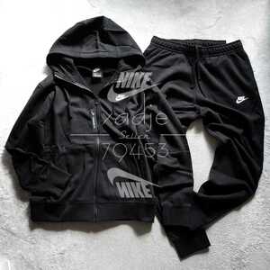 Новая подлинная Nike Nike Sweat Upper и нижняя часть Parker Pants Logo Logo Setup Установка черного черного белого цвета L