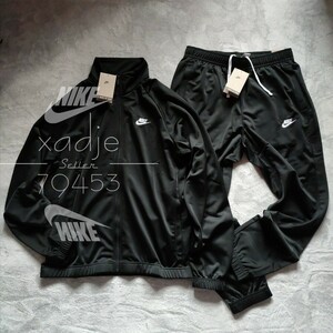  new goods regular goods NIKE Nike jersey top and bottom set jacket pants Logo embroidery setup MOVE TO ZERO black black white XL