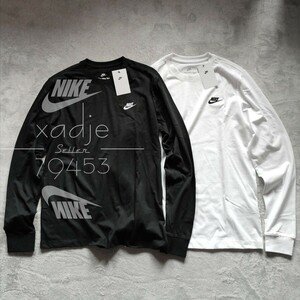  новый товар стандартный товар NIKE Nike NSWf.-chula Logo вышивка длинный рукав long T 2 шт. комплект чёрный черный белый белый одноцветный простой XL