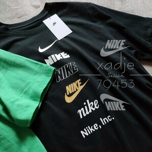 新品 正規品 NIKE ナイキ NSW INC 半袖 Tシャツ 2枚セット 黒 ブラック 緑 グリーン ロゴ スウッシュ プリント XLの画像4