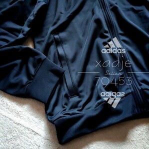 新品 正規品 adidas アディダス 上下セット セットアップ ジャージ ジャケット パンツ 紺 ネイビー 白 ロゴ刺繍 プリント XLの画像4
