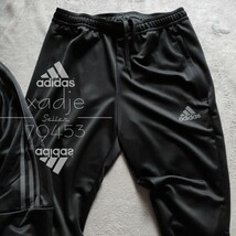 新品 正規品 adidas アディダス 上下セット セットアップ ジャージ 黒 ブラック チャコール 三本ライン 裾ファスナー付き 薄手 L_画像7