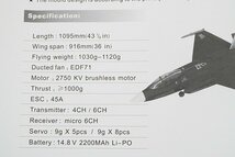 NICESKY Hype F-35C ライトニングII EDFジェット ARF 全長約1095mm 【送料落札後調整】_画像8