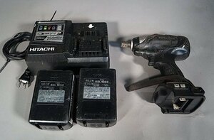 ◎ HITACHI ヒタチ 日立工機 コードレス インパクトレンチ 充電器 100V バッテリー 2個付き ※ジャンク品 WR18DBDL