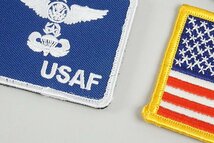 ★ USAF アメリカ空軍 ロゴ / アメリカ国旗 などワッペン / パッチ 3点ベロクロ付き 4点セット_画像2