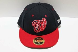 ▽♪ NEW ERA ニューエラ 59FIFTY MLB ワシントン・ナショナルズ COOPERSTOWN コレクション キャップ 帽子 ブラック/レッド 56.8cm