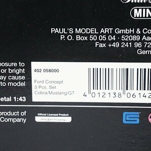 ミニチャンプス PMA 1/43 Ford フォード コンセプト コブラ / マスタング / GT 3台セット 402058000の画像10