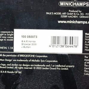 ▽ MINICHAMPS ミニチャンプス 1/18 B.A.R HONDA バー ホンダ SHOWCAR 2005 J.BUTTON 1 OF 2.106pcs ミニカー #4 100050073の画像4