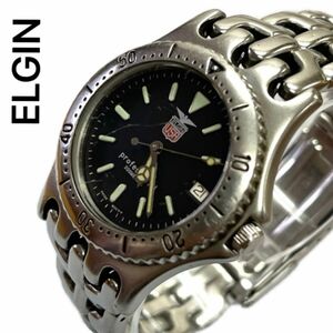 稼働　ELGIN ダイバーウォッチ　メンズ　エルジン　回転ベゼル　ベンツ針　