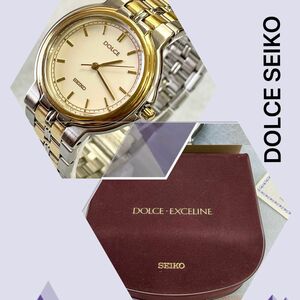 稼働　超美品　SEIKO DOLCE クォーツ　コンビカラー　バー　ラウンド　ドルチェ　セイコー