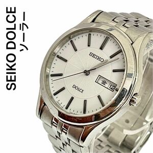 稼働　良品　SEIKO DOLCE ソーラー　メンズ　腕時計　ドルチェ　セイコー　デイデイト　ホワイト　30周年記念モデル