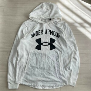 UNDER ARMOUR アンダーアーマー 前面ロゴプリント パーカー スウェットパーカー　ホワイト　サイズLG