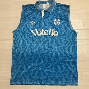 umbro アンブロ voiello napoli 前面ワッペン付き ユニフォーム　Tシャツ スポーツウェア上　イングランド製　ブルー　93/94