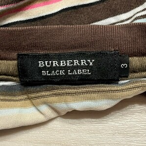 BURBERRY BLACK LABEL バーバリーブラックレーベル ロゴマーク刺繍入り Tシャツ ボーダー柄 サイズ3 半袖の画像5