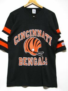 ＠アメリカ製 LOGO ７ NFLシンシナティーベンガルズ Tシャツt612 黒 オハイオ州 西地区 北地区 US古着