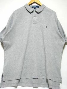 ＠美品 ラルフローレン 無地 RALPH LAUREN 半袖ポロシャツRB464 XL アメリカ古着 POLO ビックサイズ グレー