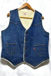 ＠ 色落ち綺麗 リーバイス Levi's デニムボアベストj393 アメリカ古着 インディゴ ウエスタン 70's オレンジタブ