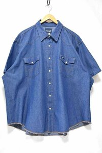 ＠美品 ラングラー Wrangler 半袖ダンガリー ウエスタンシャツw543 XXXL アメリカ古着 ビビビックサイズ 3XL