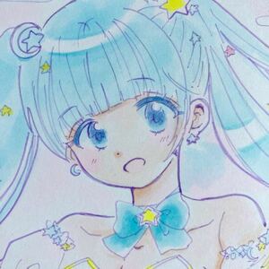 ☆手描きイラスト Ｂ５ オリジナル 『星使いの魔法少女』女の子 少女 ファンタジー 魔法少女 ☆