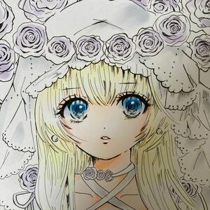 Art hand Auction 手描きイラスト B5 オリジナル 『wedding purple』女の子 少女, コミック, アニメグッズ, 手描きイラスト