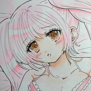 手描きイラスト Ｂ５ オリジナル 『Pink』少女 女の子