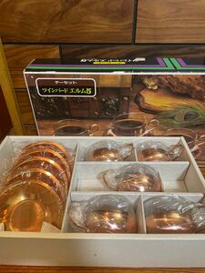 純銅製　カップ &ソーサー グラスADERIA 合計約600g以上 ティーセット 昭和レトロ　箱付き