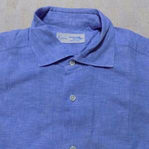 Maker's shirt 鎌倉シャツ リネン ブルー長袖シャツ 39 15 1/2 Made in Japan （管T）の画像3