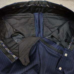【美品】バーバリー ブラックレーベル 本切羽 シルク混 春夏モデル ネイビーブルーストライプ スーツ 90-74-165 36R (Sサイズ) BLACK LABELの画像7
