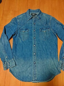 RRL BUFFALO WESTERN DENIM SHIRTS インディゴ シルバーコンチョ ウエスタンシャツ デニムシャツ　ラルフローレン