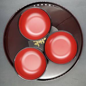#21693B 漆器 食器セットまとめ 六三郎ごのみ 茶溜丸盆付小鉢セット / ホームパーティーセット 梅づくし 食器 工芸品 料理 アンティークの画像4